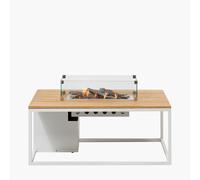 Cosiloft 120 Natural and White Outdoor Teak Fire Pit Table with Glass Fire Guard
