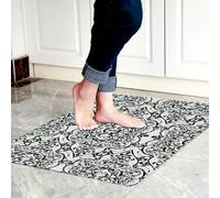 Cosilyt 1/10 Inch Ultra Thin 24"×35" Large Front Door Mat Indoor Entrance Inside Non Slip, Waterproof Rubber Kitchen Mat and Interior Home Washable Door Mat, Boho Grey