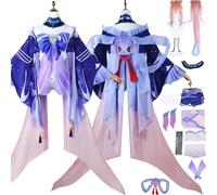 Cosimfy Anime Genshin Impact Sangonomiya Kokomi Cosplay Costume Game Character Escoffier Citlali Cosplay Uniform Outfit Full Set Halloween Carnival Party Dress Up Suit with Wig for Women (S)