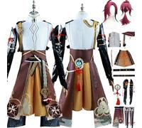 Cosimfy Anime Genshin Impact Shikanoin Heizou Cosplay Costume Game Character Kinich Ifa Cosplay Uniform Outfit Full Set Halloween Carnival Party Dress Up Suit with Wig Jacket Shorts for Men (XS)
