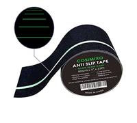 COSIMIXO 4" x 33Ft Grip Tape Anti Slip Traction Tape with Glow in Dark Green Stripe,Friction, Abrasive Adhesive Non Slip for Stairs, Tread Step, Indoor and Outdoor, Black
