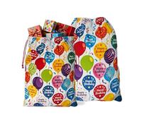 CosInStyle 3 PCS Large Santa Sack Christmas Bags with Drawstring, 27.5x19.5 Inch, Reusable Canvas Storage for Holiday Gifts and Party Favors (StyleF-Birthday - 2PCS)