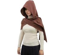 CosInStyle Fashion Scarf for Women Men Multifunctional Hooded Medieval Linen Cotton Vintage Costume Brown Standard, brown, One Size