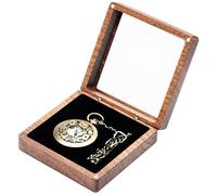 COSISO Walnut Wood Pocket Watch Gift Box with Clear Acrylic Lid Portable Single Pocket Watch Display Storage Travel Case Organizer for Men Women (Contain Chain Clamp Slot)