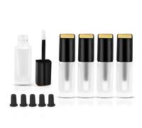 Cositina 5 Pcs 5ml Frosted Glass Lip Gloss Tubes Refillable Square Lip Glaze Tube Vials Mini Lip Balm Bottle Container with Wands & Stoppers for Women Girls DIY Makeup Travel