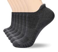 coskefy Sports Socks Cotton Trainer Socks for Men Women Cushioned Ankle Running Socks Athletic Walking Socks (6 Pairs), Dark Grey (M03), UK 3-5/ EU 35-38