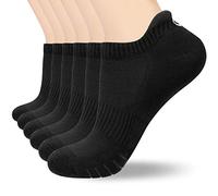 coskefy Sports Socks Cotton Trainer Socks for Men Women Cushioned Ankle Running Socks Athletic Walking Socks (6 Pairs), Black (M03), UK 3-5/ EU 35-38
