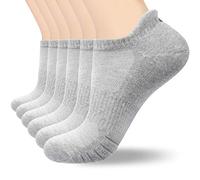 coskefy Sports Socks Cotton Trainer Socks for Men Women Cushioned Ankle Running Socks Athletic Walking Socks (6 Pairs), UK 9-12/ EU 43-46, Light Grey (M03)