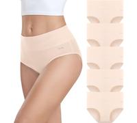 coskefy Underwear Women, High Waisted Cotton Knickers Ladies Full Briefs Soft Panties Slight Tummy Control Pants 5 Pack XXL