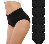 coskefy Underwear Women, High Waisted Cotton Knickers Ladies Full Briefs Soft Panties Slight Tummy Control Pants 5 Pack XL