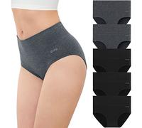 coskefy Underwear Women, High Waisted Cotton Knickers Ladies Full Briefs Soft Panties Slight Tummy Control Pants 5 Pack XL