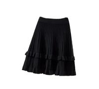 COSKTIARL Women's Mini Skirt - Short Elastic Mid Waisted High Waist Black Pleated Skirt A-Line Elastic Waist for Ladies Sexy Bodycon Casual Daily Wear Skirt Above Knee,As Shown,S