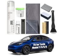 COSLAKE for Tesla Interior Cleaner Kit 9PCS, Foam Seat Cleaner Safe for Tesla Black & White Vegan Leather, with Screen Cleaner, Plastic Restorer, Car Detailing Kit for Model Y/3/S/X Accessories