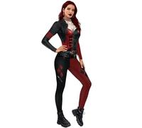 COSLANDERS Women Joker Costume Bodysuit Halloween SuicideSquad Costume Outfit (FULL SET, M)