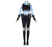 COSLANDERS Womens Judy Hopps Costume with Accessories Boy Police Officer Uniform Halloween Judy Hopps Jumpsuit (STYLE2, HEIGHT-130CM)
