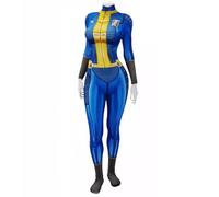 COSLANDERS Womens Lucy Costume Mens Vault Dweller Costume Jumpsuit Mens Sheltersuit Halloween Fall out 33 costume (STYLE2, S)