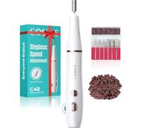 COSLUS C42 Cordless Electric Nail Drill File: Rechargeable Nail Drill Machine with Stepless Speed Knob, Professional Efile with Manicure Pedicure Set Acrylic Gel Nails-Home Care Beauty Salon-White