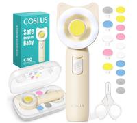 COSLUS C50 Baby Nail File Electric: 16 in1 Safe for Sleep Trim Grind Gentle Baby Nail File with Quiet Design 360° Light 5 Grinding Heads 10 Adhesive Pads Suitable for Multiple Age Groups