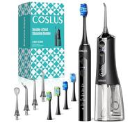 COSLUS C51C30 Electric Toothbrush with Water Flosser Combo: Portable Oral Clean Kit for Teeth Brushing & Flossing, Multiple Modes for Multiple Users, Cordless for Home & Travel Use, Black