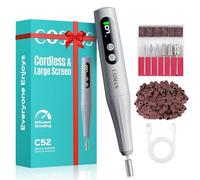 COSLUS C52 Cordless Electric Nail Drill File: Professional Nail Drill Kit with LED Screen for Acrylic Gel Nails. Portable for Home DIY & Salon Use. Manicure Pedicure for Beginners, Women, Dark Gray