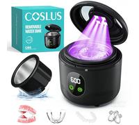 COSLUS C60 Ultrasonic Retainer Cleaner Machine: 45kHz Sonic Dental Cleaning Pod, 4 Modes, Detachable Tank for Retainer, Dentures, Mouth Guards and Night Guards, Portable for Travel and Home, Black