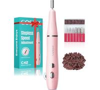 COSLUS Cordless Electric Nail Drill File: Rechargeable Nail Drill Machine with Stepless Speed Knob - Professional Efile with Manicure Pedicure Set for Acrylic Gel Nails - Home Care Beauty Salon-Pink