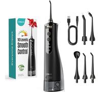 COSLUS E40 Water Flosser for Teeth Cordless: 2 Modes & 10 Levels Irrigador Dental for Orthodontic & Braces & Sensitive Gums - Portable for Adults Teens Travel Home Use with 5 Jet Tips