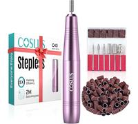 COSLUS Electric Nail Drill, Nail Files for Gel Acrylic Nature Nails, Adjustable Speed 0-20000RPM, Portable Manicure Pedicure Set with 6 Drill Bits 31 Sanding Bands, E File for Beginner Girl Women Mum