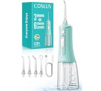COSLUS Portable Water Flosser for Teeth: 3 Modes & 18 Pressure Settings with Jet Mode Water Dental Pick for Orthodontic, Braces, Sensitive Gums, Compact for Travel, 300ML for Multiple Users, Green C51