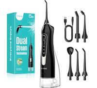 COSLUS Water Dental Flosser for Teeth Cordless: 2025 Upgraded Portable Oral Irrigator 300ML 5 Jet Tips Rechargeable Tooth Flosser Teeth Braces Pick IPX7 Waterproof Irrigation Cleaner for Travel Home