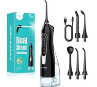 COSLUS Water Dental Flosser for Teeth Cordless: Portable Oral Irrigator 300ML 5 Jet Tips Rechargeable Tooth Flosser Teeth Braces Pick IPX7 Waterproof Irrigation Cleaner for Travel Home