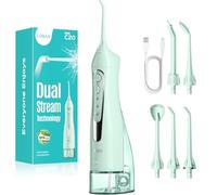 COSLUS Water Dental Flosser Teeth Pick: 2026 Upgraded Portable Cordless Waterproof Flossing 300ML Rechargeable Travel Irrigation Cleaner IPX7 Green