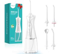 COSLUS Water Teeth Flosser Picks: 4 Modes Cordless Irrigator 300ML Portable Electric Flossing Machinerie for Teeth Cleaning Rechargeable IPX7 Waterproof Tooth Pick Set Cleaner for Travel Home