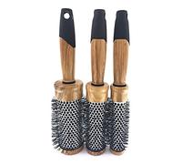 COSLUXE Professional Round Brush Set for Blow Drying Curling,Round Hair Brush Set for Woman Curly and Straight Salon Hair Styling, (25mm+32mm+45mm -3pcs, Wooden)