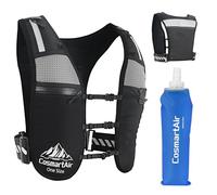 CosmartAir Running Hydration Vest with 500ml Soft Water Bottles, 6 Pockets, Adjustable Size, Waterproof Running Phone Holder for Men and Women, Reflective Gear (Adjustable, One Size)