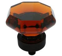 Cosmas 10 Pack 5268ORB-A Oil Rubbed Bronze Cabinet Hardware Knob with Amber Glass - 1-5/16" Diameter