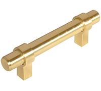 Cosmas 161-3BB Brushed Brass Euro Style Cabinet Bar Handle Pull - 3" Hole Centers - 10 Pack