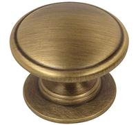Cosmas 25 Pack 4702BAB Brushed Antique Brass Cabinet Hardware Round Knob - 1-1/4" Diameter - Wide Base