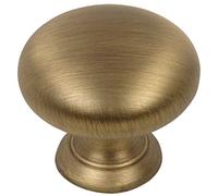 Cosmas 25 Pack 4950BAB Brushed Antique Brass Cabinet Hardware Round Mushroom Knob - 1-1/4" Diameter