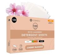 Cosmeau Travel Laundry Sheets Cherry Blossom - Up to 120 Washes (120 Sheets) - Eco Laundry Detergent - For Whites, Colours & Blacks - Biodegradable - Machine & Hand Wash