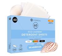 Cosmeau Travel Wash Laundry Sheets Ocean Breeze - up to 60 Washes (60 Sheets) - Eco Laundry Detergent Sheets - for Whites, Colours & Blacks - Biodegradable - for Machine Wash & Hand Wash