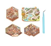 Cosmeria 4 Sets DIY 3D House Sticker Set Type G, 3D Sticker Scene, Creative Stress Relief for Children, Adults, Sticker Therapy, Creative Scene Fun Stacking