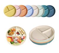 Cosmeria Divided Plate 9 Inch, Set of 8 Colourful, Stackable, Lightweight, Microwave and Dishwasher Safe, Ideal for Home, Travel and Parties