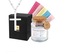 Cosmeria Glass with Bible Verses Emotions and Feelings with 108 Bible Verses and Silver Cross Necklace Christian Gifts for Women and Men