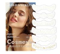 Cosmeria Glitzer Summer Sunshine Face Tattoos For Women, 6 Pieces, Water and Sweat Resistant, Henna Brown and Gold Glitter Facial Accessories