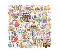 Cosmeria Pack of 100 Easter Stickers Set, Kawaii Rabbit Egg Design, Waterproof and Durable, Perfect for Water Bottles, Diaries and Skateboards