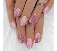 Cosmeria Press on nails, 24-piece set with adhesive nails and double-sided nail file, soft gel nail stick for a natural look