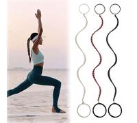 Cosmeria Set of 3 Elastic Spiral Hair Ties, Elasticated Hair Ties Original for Women, Gentle Scrunchies for Sports, Swimming and Everyday Wear (Red, Black & Beige)