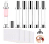Cosmetic 1 Oz Travel Bottles with Funnel and Label Stickers, Clear Airless Pump Bottles, Serums, 30 Ml Portable Lotion Dispenser with Pump, Creams, Refillable Makeup Container for 6 Foundations