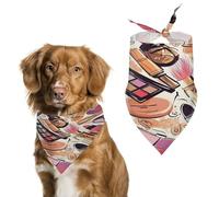 Cosmetic and Makeup Theme Pattern Dog Bandanas Cute Soft Cotton Puppy Scarves Washable Daily Summer Durable Triangle Reversible Bibs Suitable for Small Medium Large Dogs and Cats